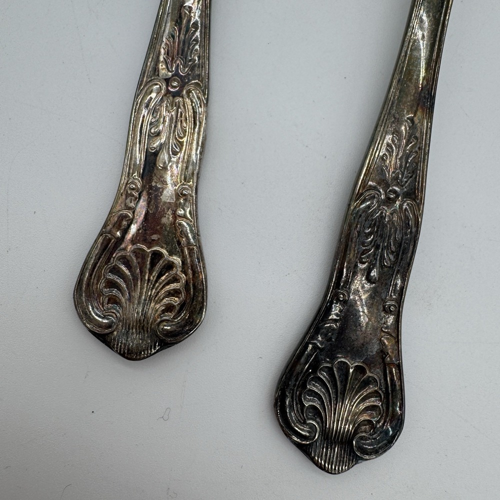 Antique FB Rogers Silver Plated Salad Serving Set Italy Fruit Pattern EPNS 9in - Picture 4 of 10